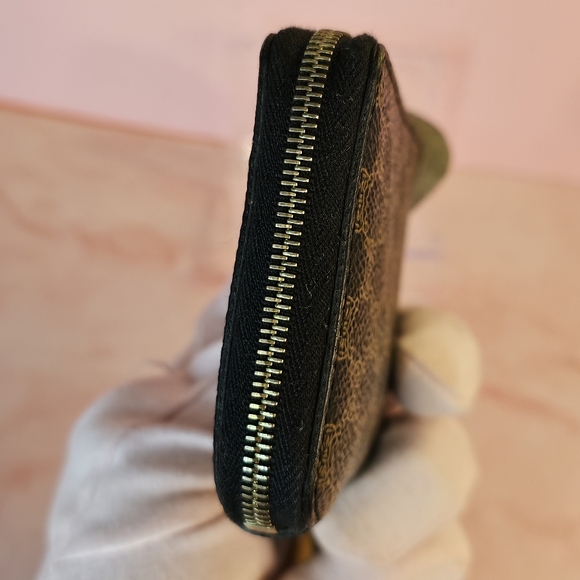 CELINE Vintage Macadam Coin Case Wallet Leather Black Brown - Picture 5 of 16